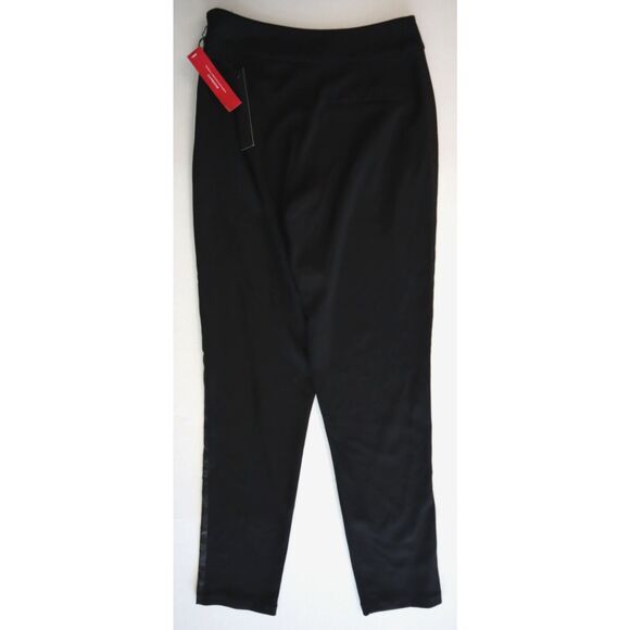 CARBON38 YD832 Women's Sz XS Black Satin Side Stripe Straight Leg Tuxedo Pants - Picture 2 of 13